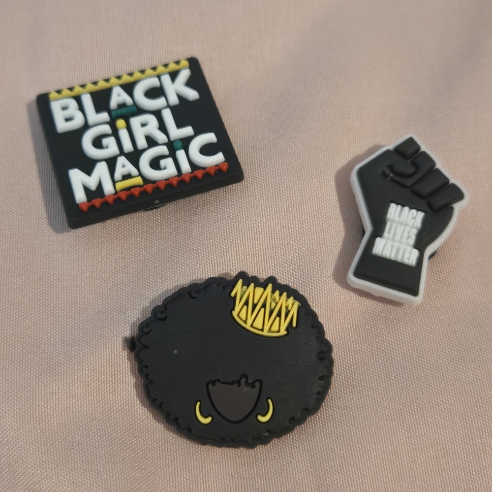 Shoes Charms 3pcs black girl magic black lives matter NEW